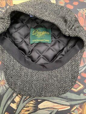 NWT Doogan Donegal Ireland Classic Grey Wool Herringbone “Peaky” Newsboy Hat